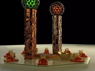 Chinese gold Ingot 3D model