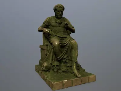 Man Statue Low-poly 3D model 6