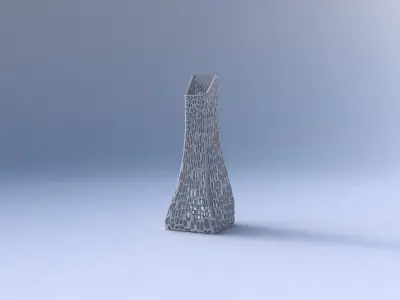 Vase squeezed and bent rectangle with dense organic lattice 2 3D print model
