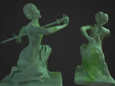 Agony Angel Statue Low-poly 3D model