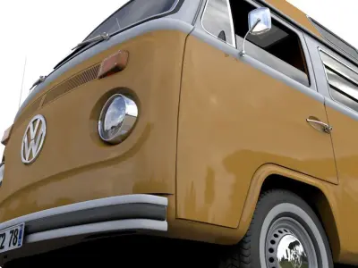 VOLKSWAGEN T2 HIGHT TOP SAFARE CAMPER 1974 3D model