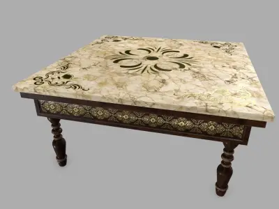 Table marble tile Low-poly 3D model