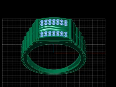 Print Ready STL 3DM  Gents Rings Diamond Men Ring  3D print model 8