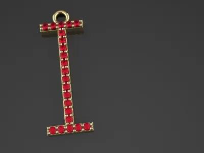 Letter I Diamond Pendant Gold Silver Platinum Luxury Jewelry 3D print model