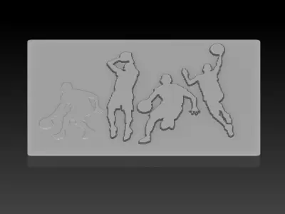 Basketballers group of people playing basketball 3D print model