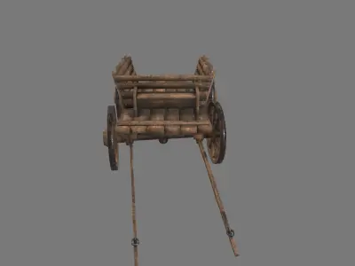 Wooden Cart Low-poly 3D model
