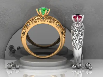 Diamond Solitaire Ring Woman for Ladies-DSR 2 3D print model