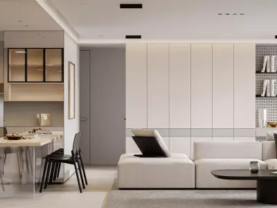 Modern living room dining room interior scenes 152 3D model
