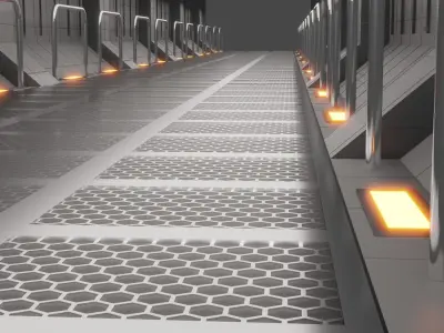 3D Sci fi Hallway Free 3D model