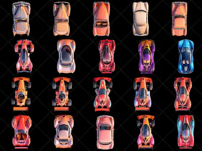 100 Transparent Fantasy Cars Game Asset Texture