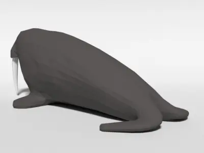 Low Poly Cartoon Walrus Low-poly 3D model