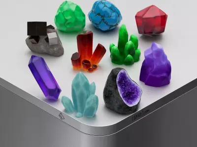 Fantasy Crystals 3D Model Collection