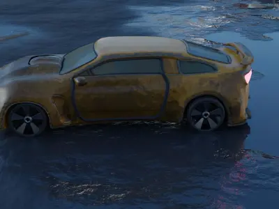 Rusty Race Car-Camaro Low-poly 3D model