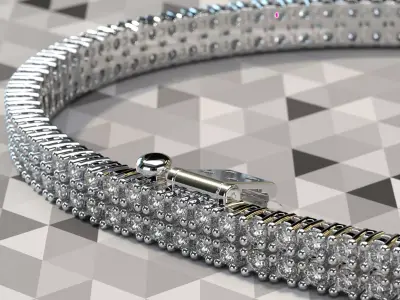 Double-row tennis bracelet 1 point 6 mm 3D print model