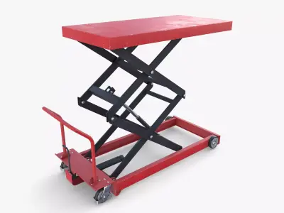Scissor Lift Table Red Low-poly 3D model