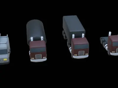 Truck and Van package Free low-poly 3D model