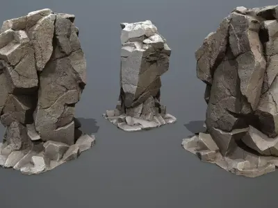 desert cliff rocks Low-poly 3D model