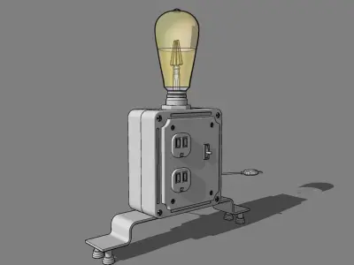 SteamPunk Lamp Low-poly 3D model