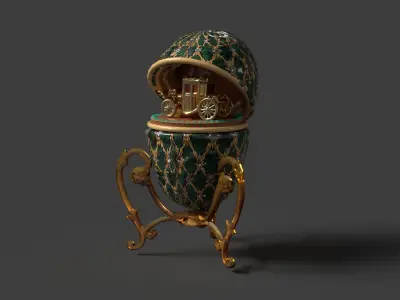 Faberge egg with carriage  Low-poly 3D model