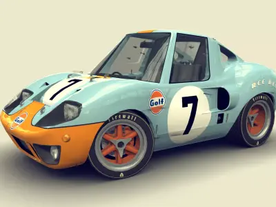 Cartoon Prototype Car Low-poly 3D model