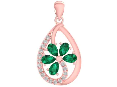 Elegant Teardrop Flower Gemstone Pendant for Women  3263 3D print model