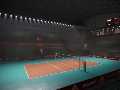 Volleyball Court Pavilion Scene 3D model