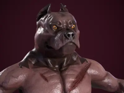 Pitbull Mutant Low-poly 3D model