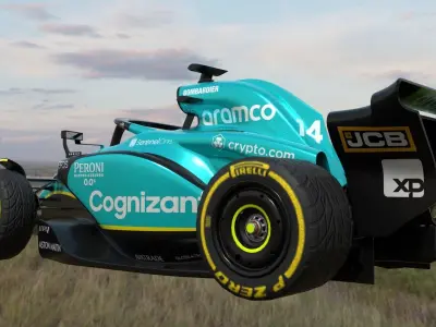 Cartoon Rigged Aston Martin AMR23 Low-poly 3D model