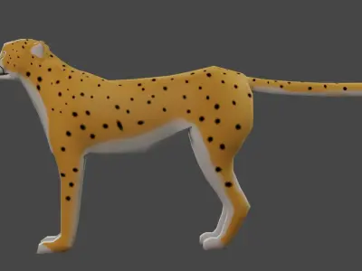 Low poly Cheetah Rigged 3D model Low-poly 3D model