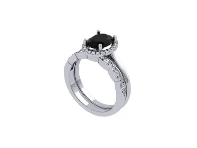 Oval Art Deco Bridal Set 3D print model