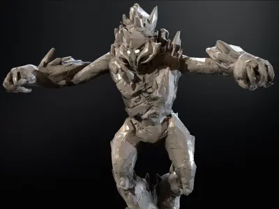 Stone Guardian Low-poly 3D model