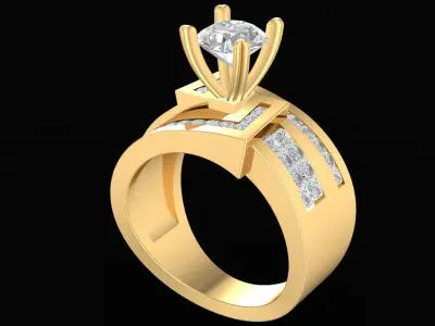 Modern Channel Set Diamond Ring for Women   2563 3D print model