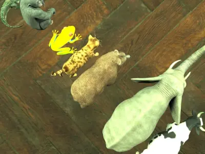 animal group forest 3D model