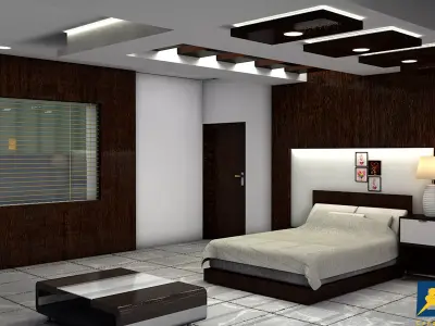 Bedroom design Low-poly 3D model