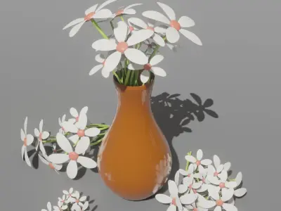 Vase with White Flowers  Free low-poly 3D model