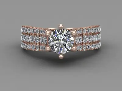 Rose Gold Women Diamond Ring 3D print model 3D print model 21