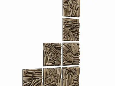Rectangle  panel branch splinter Big n2 3D model