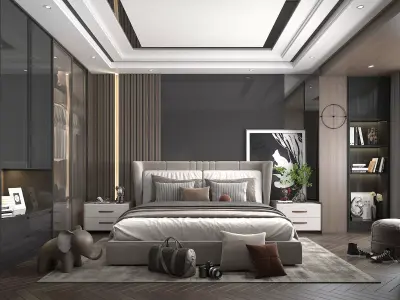 Modern Bedroom Scene 17 3D model