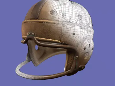 Vintage 1940 antique leather football helmet 3D model