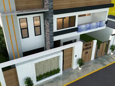 villa modern two story house 3D model