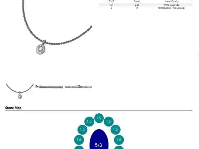  Oval Pendant Necklace with Diamond Accents 3D print model