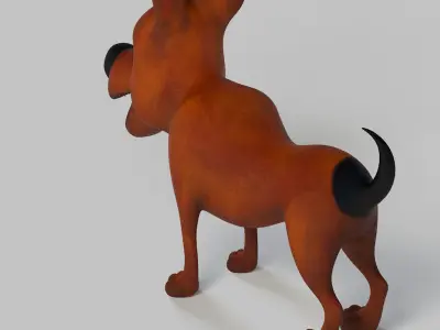 Cartoony brown dog Low-poly 3D model