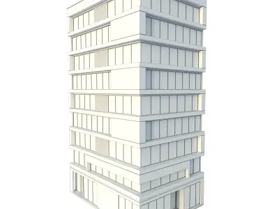Modern office building No 6 Low-poly 3D model