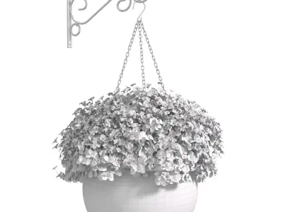 Hanging basket flowerpot rattan pot with flowers  3D model buy