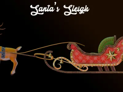 Santas Sleigh  Festive 3D Model Animation Ready Rigged 3D model