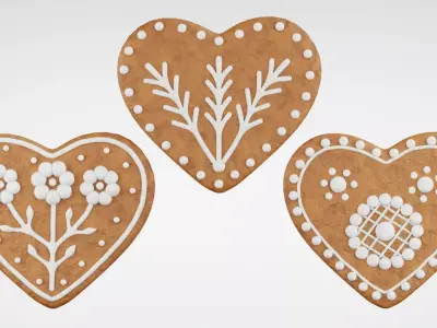 Gingerbread Christmas Cookie - Heart 3D Model Collection