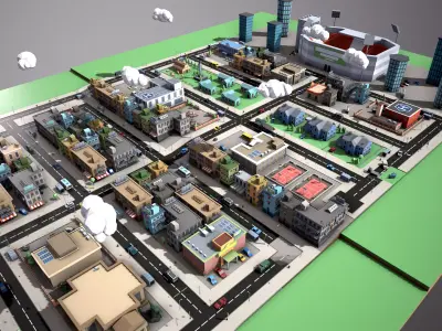 Low Poly Mini City Pack Low-poly 3D model