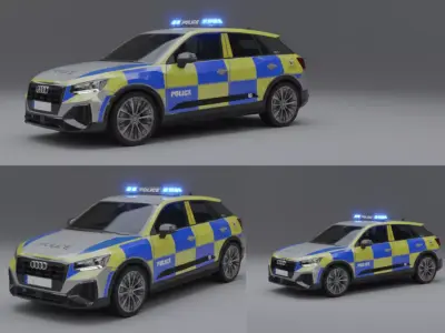 Audi Q2 British Police Patrol Vehicle - High Detail  Low-poly 3D model