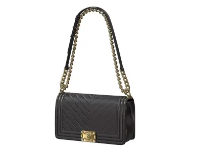 Boy Handbag Black Gold Leather Low-poly 3D model