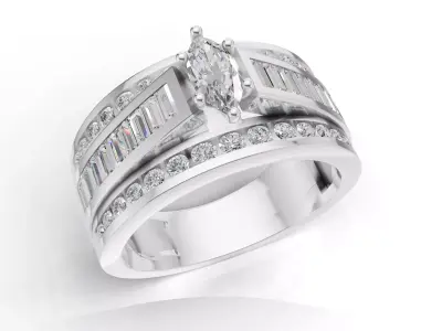 AV 737 Diamond Womens Engagement Ring 3D print model